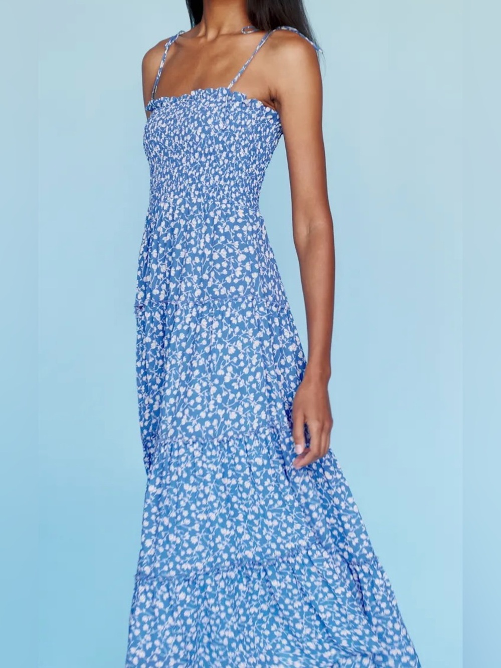 REFORMATION Nira Blue Floral Midi Dress